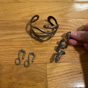 Snake earrings, bracelet, & ring